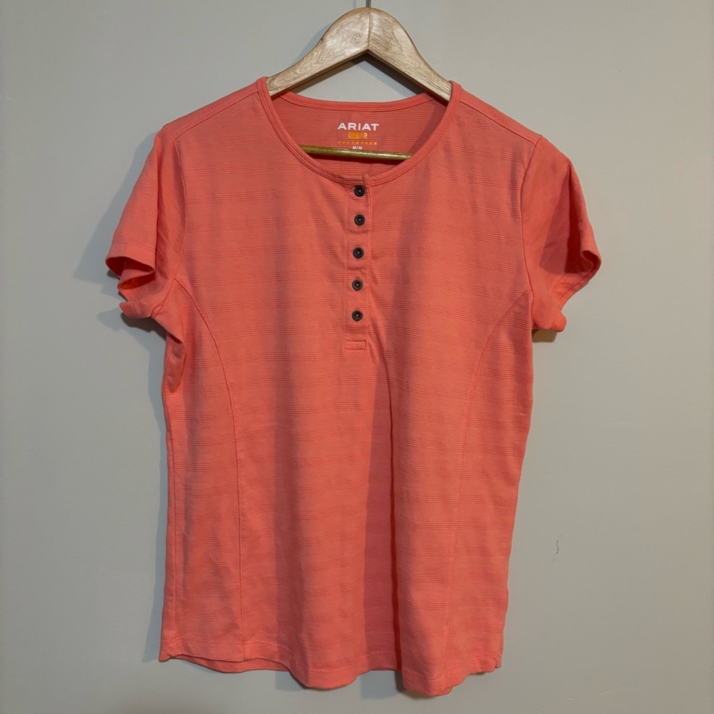 Basic Everyday Comfort Workwear Cotton Blend Womens Short Sleeve Shirt | Sz M